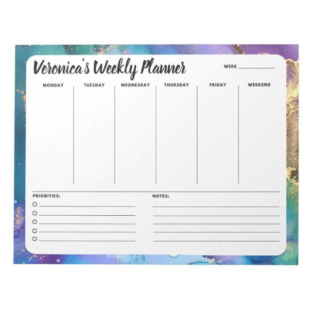 Abstrakte Woche sichern, um Notepad-Planer aufzuli Notizblock (Vorderseite)