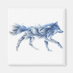 Abstrakte Wolfskunst: Geometrische Tierdarstellung Magnet