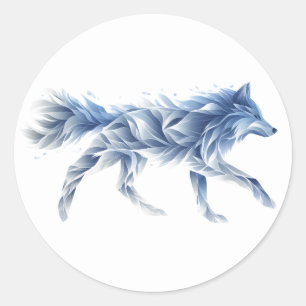 Abstrakte Wolfskunst: Geometrische Tierdarstellung Runder Aufkleber