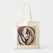 Abstrakte Woman's Face Brown Blue Tote Bag