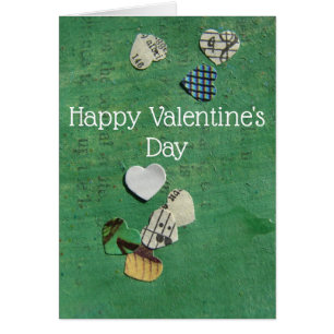 Abstrakte Worte und Herz-Collage, Valentinstag