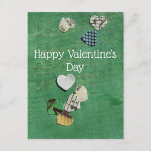 Abstrakte Worte und Herz-Collage, Valentinstag Postkarte