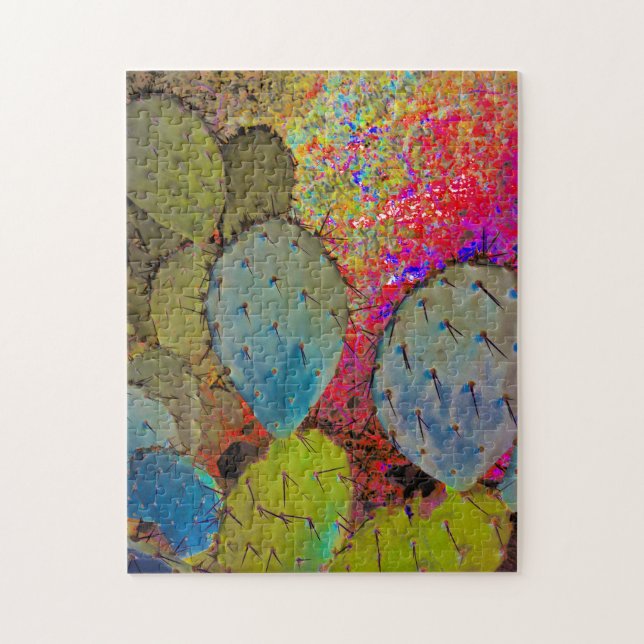 Abstrakte Wüste Prickly Pear Cactus Red and Green Puzzle (Vertikal)