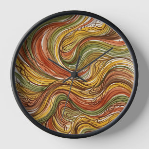 Abstrakte Wüsten-Dünen-Erdfarbige-Tinte-Kunst-Uhre Uhr
