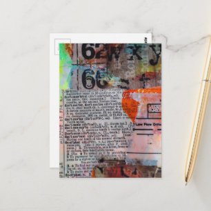 Abstrakte Zahlen Buchstaben Grunge-Collage  Postkarte