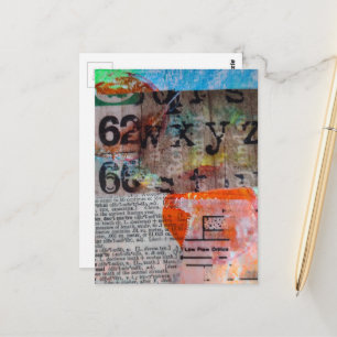 Abstrakte Zahlen Buchstaben Grunge Collage  Postkarte