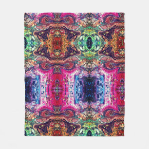 Abstrakte zauberhafte Blume Rosa, goldblau Fleecedecke