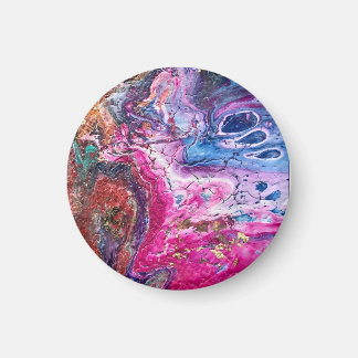 Abstrakte zauberhafte Blume Rosa, goldblau Magnet