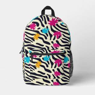 Abstrakte Zebra-Streifen mit Leaf Paint Splash Bedruckter Rucksack
