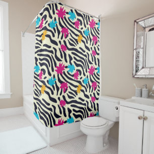 Abstrakte Zebra-Streifen mit Leaf Paint Splash Duschvorhang