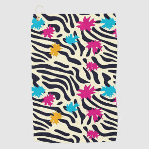 Abstrakte Zebra-Streifen mit Leaf Paint Splash Golfhandtuch