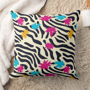 Abstrakte Zebra-Streifen mit Leaf Paint Splash Kissen