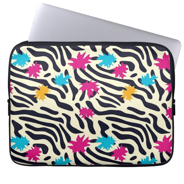 Abstrakte Zebra-Streifen mit Leaf Paint Splash Laptopschutzhülle (Vorderseite)
