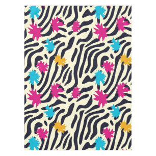 Abstrakte Zebra-Streifen mit Leaf Paint Splash Tischdecke