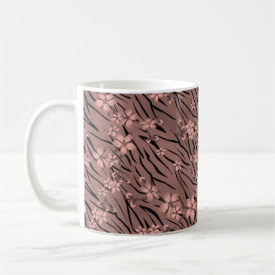 Abstrakte Zebra-Tigerleder blühende Blume Kaffeetasse