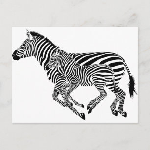 Abstrakte Zebras Mutter und Kind Postkarte