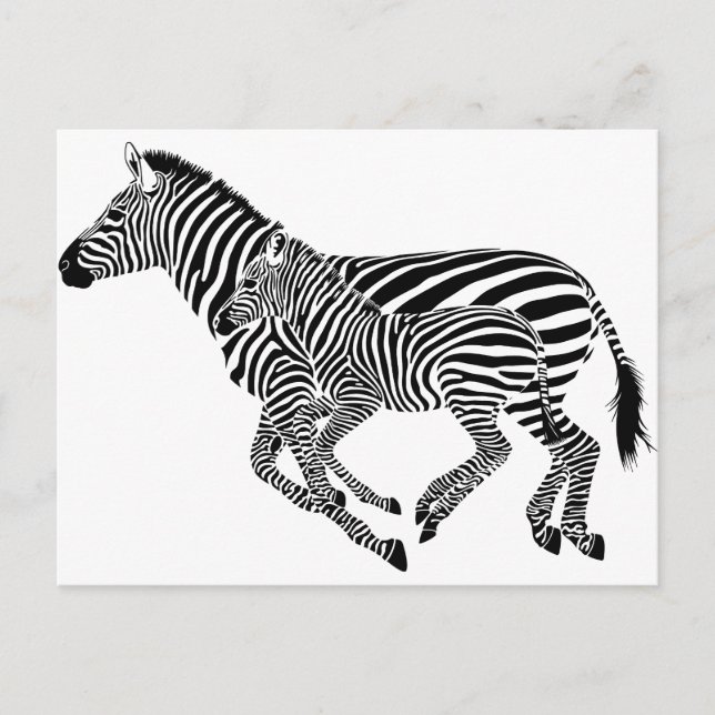 Abstrakte Zebras Mutter und Kind Postkarte (Vorderseite)
