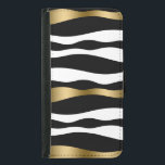 Abstrakte Zebrastreifen, goldschwarz und weiß Samsung Galaxy S5 Geldbeutel Hülle<br><div class="desc">Elegante Schwarz-weiße und goldene Akzente abstrakte Zebrastreifen</div>
