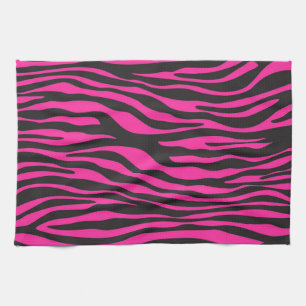 Abstrakte Zebrastreifen in Rosa und Schwarz Geschirrtuch