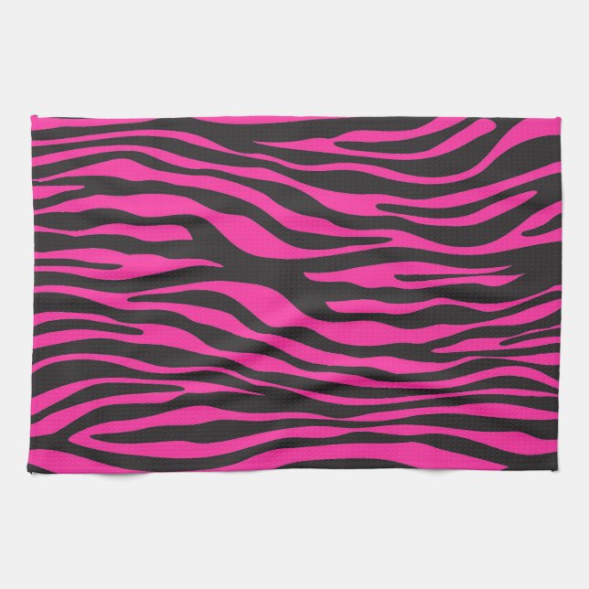 Abstrakte Zebrastreifen in Rosa und Schwarz Geschirrtuch (Horizontal)