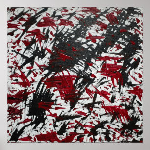 Abstrakte Zeichen in Schwarz und Rot Poster