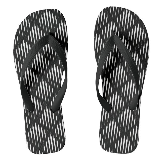 Abstrakte Zeilenmuster Schwarz/Weiß Flip Flops (Fußbett)