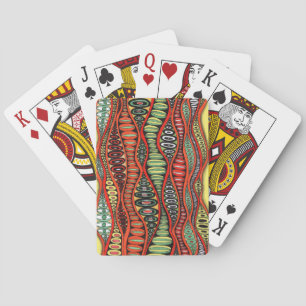 Abstrakte Zentangle-Retro-Wellen-Augen-Pods-Spielk Spielkarten