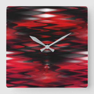 Abstrakte Zickzack-, rot Quadratische Wanduhr