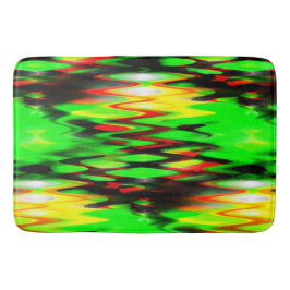 Abstrakte Zickzack-Zack-Geständchen in Rot und Grü Badematte