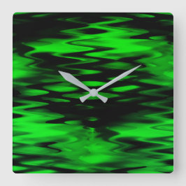 Abstrakte Zickzackbildung von schwarz bis grün Quadratische Wanduhr