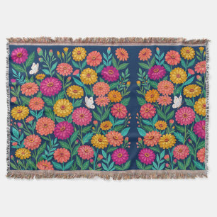 Abstrakte Zinnias Garten Schmetterlinge Decken