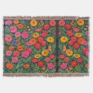 Abstrakte Zinnias Schmetterlinge Garten Decken