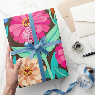 Abstrakte Zinnias Schmetterlinge Geschenkpapier