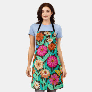 Abstrakte Zinnien-Garten-Schmetterlinge-Schürze Schürze