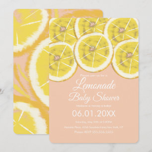 Abstrakte Zitrone-Zitrus-Limonade Rosa Baby Shower Einladung
