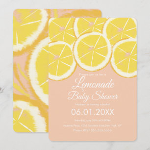 Abstrakte Zitronen-Zitrus-Limonade Rosa Babyparty  Einladung