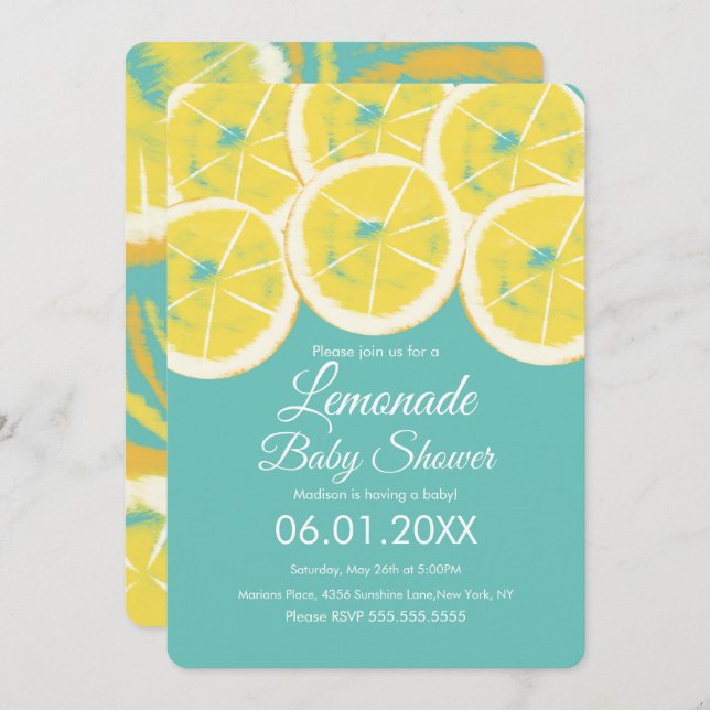 Abstrakte Zitronenfrüchte Zitronenfrüchte Zitronen Einladung (Vorne/Hinten)