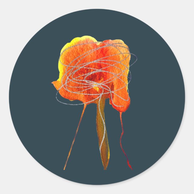 Abstrakte zitterne Blume Moderne Kunst Runder Aufkleber (Vorderseite)