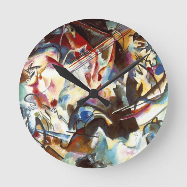 Abstrakte Zusammensetzung Kandinsky VI Runde Wanduhr (Vorderseite)