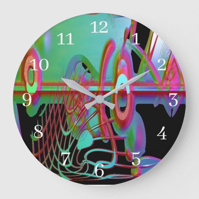 Abstrakte Zusammentreffen Große Wanduhr (Vorderseite)
