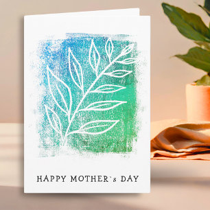 Abstrakte Zweigkunstzeichnung Grün Happy Mother's  Karte