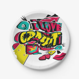 Abstrakten Comic Graffiti-Stil Text grunge urban c Pappteller