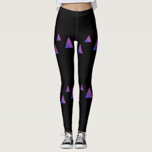 Abstrakten lila Dreiecke in Schwarz Leggings