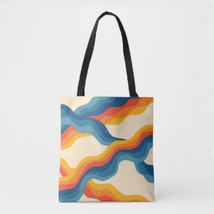 Abstrakter 70er Retro Orange Blue Wavy Strip Muste
