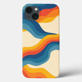 Abstrakter 70er Retro Orange Blue Wavy Strip Muste Case-Mate iPhone Hülle