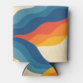 Abstrakter 70er Retro Orange Blue Wavy Strip Muste Dosenkühler