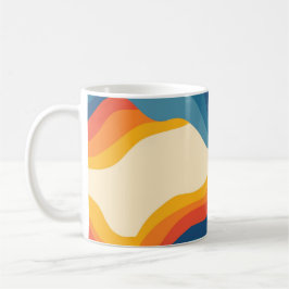 Abstrakter 70er Retro Orange Blue Wavy Strip Muste Kaffeetasse