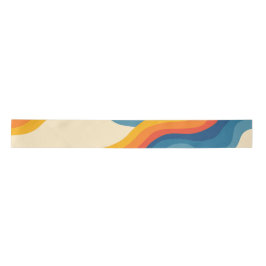 Abstrakter 70er Retro Orange Blue Wavy Strip Muste Satinband
