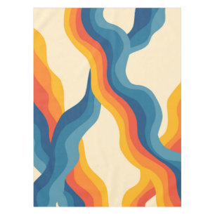 Abstrakter 70er Retro Orange Blue Wavy Strip Muste Tischdecke