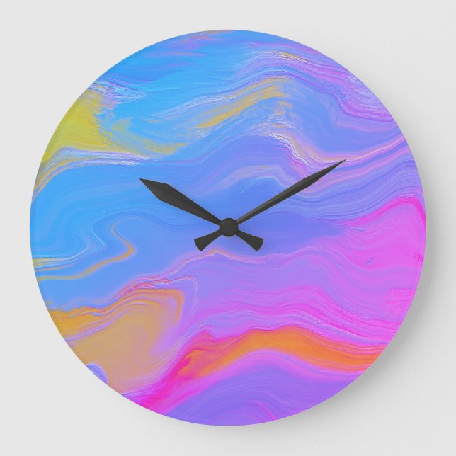 Abstrakter Acrylfluss - Sommerfrische Große Wanduhr (Vorderseite)